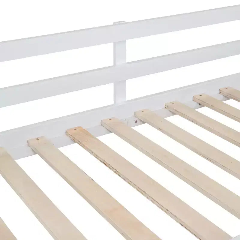 Lit superposé en bois double sur double avec toit, lits superposés bas avec toboggan et échelle