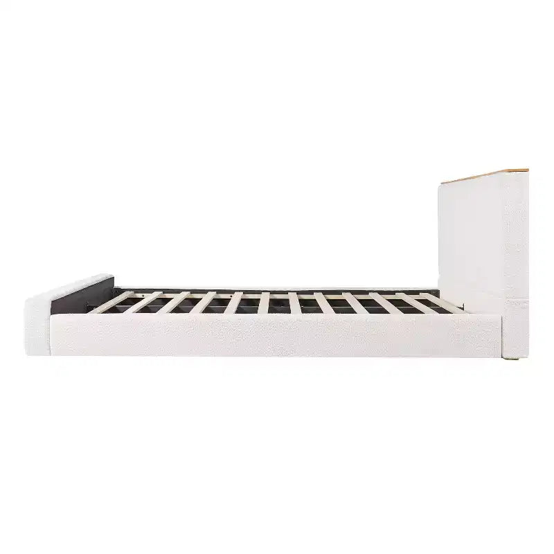Lit rembourré en bouclé moderniste minimaliste avec tête de lit