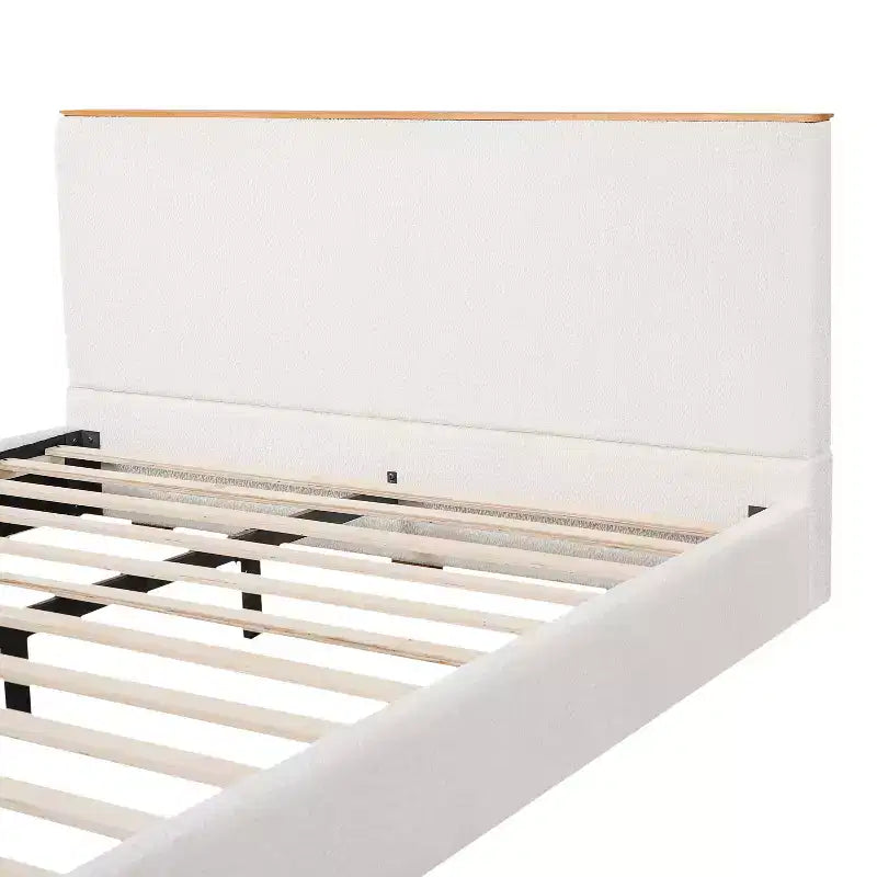 Lit rembourré en bouclé moderniste minimaliste avec tête de lit
