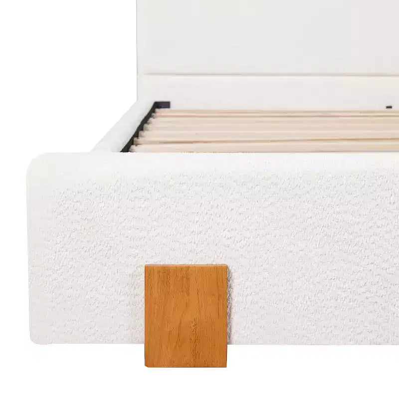 Lit rembourré en bouclé moderniste minimaliste avec tête de lit