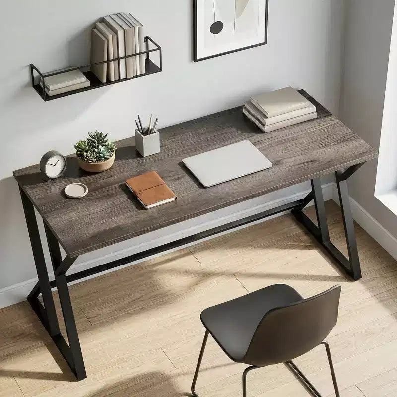 Bureau d'ordinateur 55 pouces, bureau d'écriture industriel avec pieds métalliques en Z, table d'étude pour bureau à domicile