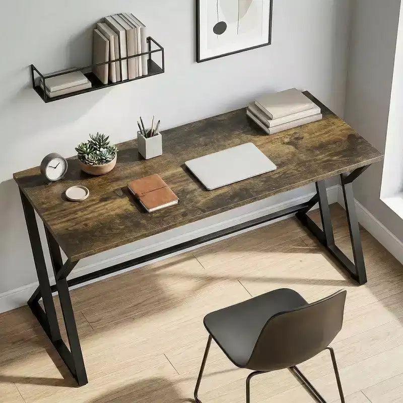 Bureau d'ordinateur 55 pouces, bureau d'écriture industriel avec pieds métalliques en Z, table d'étude pour bureau à domicile