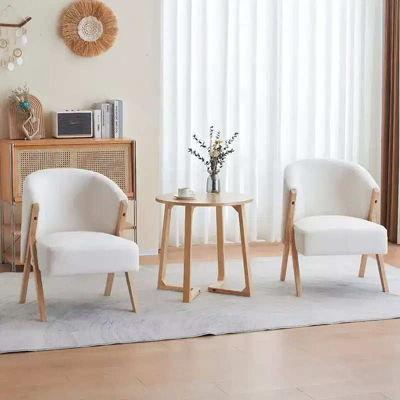 Guéridon rond 24'', Table d'appoint canapé en bois massif style moderne milieu de siècle avec pieds en V, Petite table basse pour petit espace