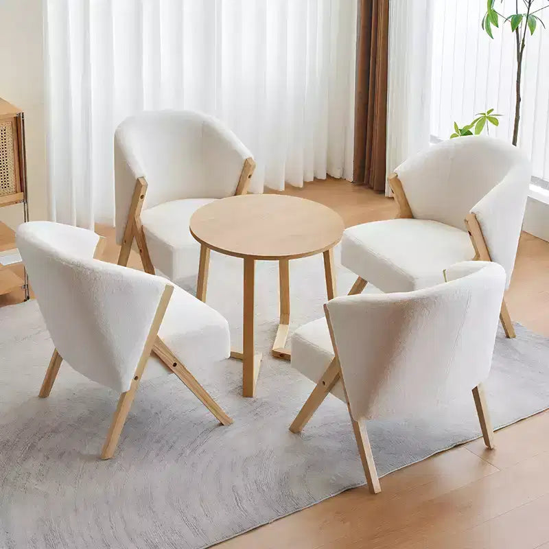 Guéridon rond 24'', Table d'appoint canapé en bois massif style moderne milieu de siècle avec pieds en V, Petite table basse pour petit espace