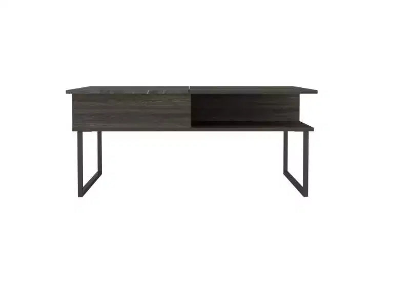Table basse relevable avec une étagère, finition Carbone Espresso / Onyx