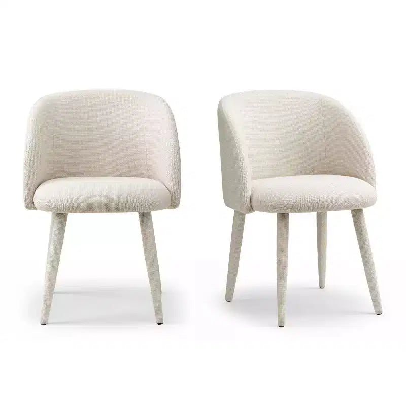 Lot de 2 Chaises de Salle à Manger Modernes Rembourrées en Tissu avec Accoudoirs et Pieds en Métal Enveloppé, Sièges Rembourrés pour Cuisine et Salle à Manger