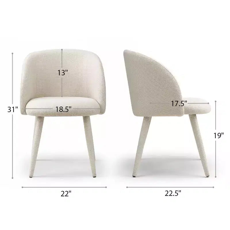 Lot de 2 Chaises de Salle à Manger Modernes Rembourrées en Tissu avec Accoudoirs et Pieds en Métal Enveloppé, Sièges Rembourrés pour Cuisine et Salle à Manger