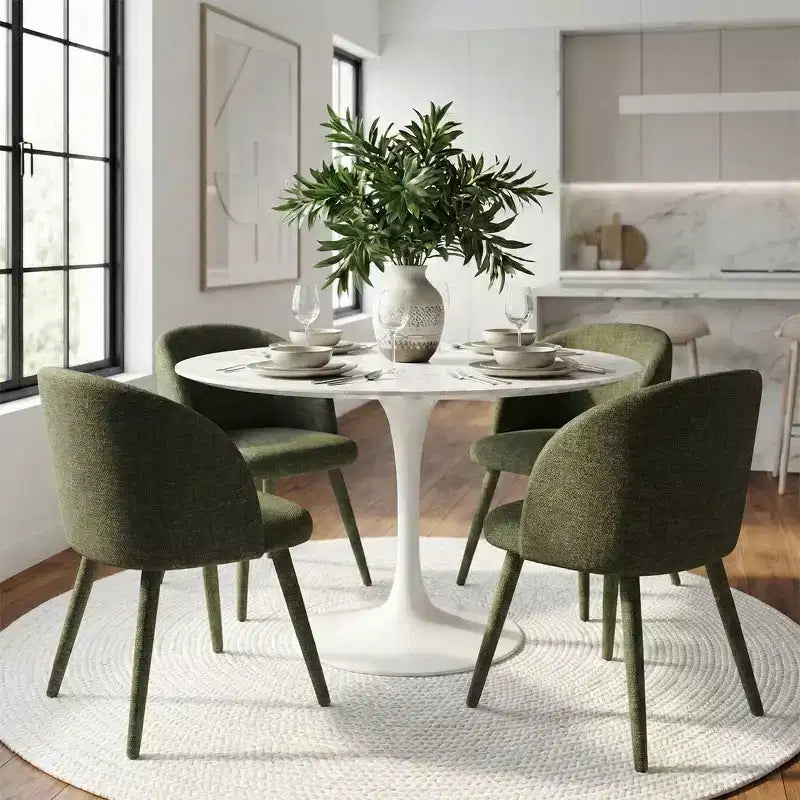 Lot de 2 Chaises de Salle à Manger Modernes Rembourrées en Tissu avec Accoudoirs et Pieds en Métal Enveloppé, Sièges Rembourrés pour Cuisine et Salle à Manger