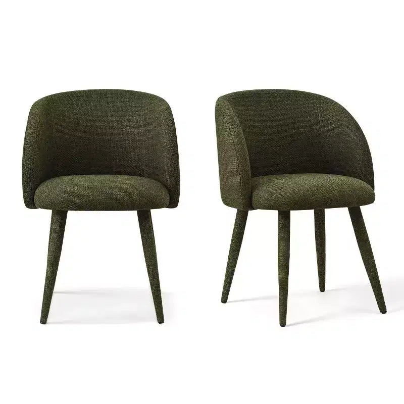 Lot de 2 Chaises de Salle à Manger Modernes Rembourrées en Tissu avec Accoudoirs et Pieds en Métal Enveloppé, Sièges Rembourrés pour Cuisine et Salle à Manger