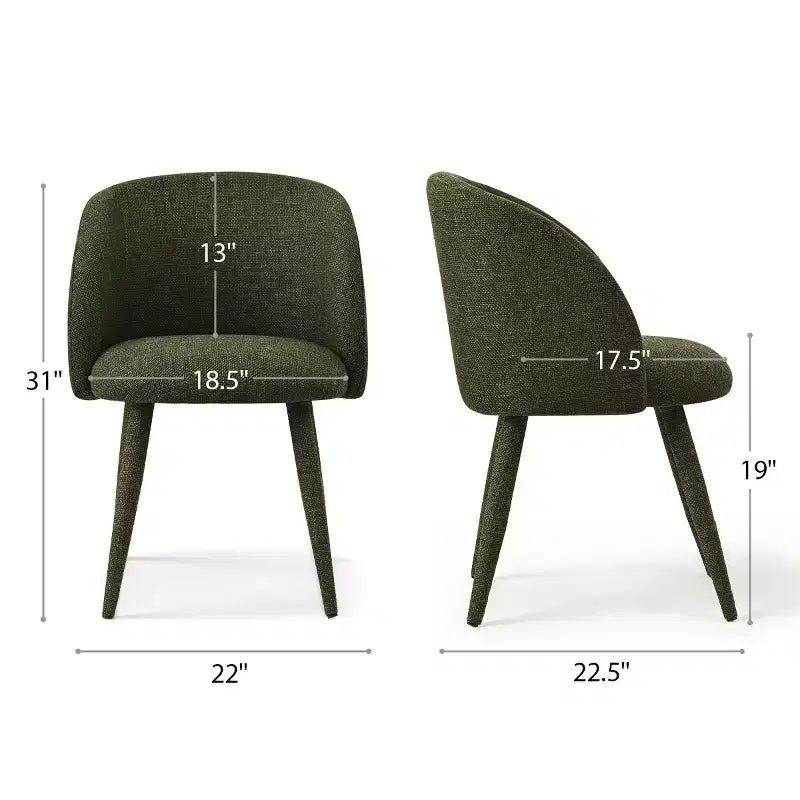 Lot de 2 Chaises de Salle à Manger Modernes Rembourrées en Tissu avec Accoudoirs et Pieds en Métal Enveloppé, Sièges Rembourrés pour Cuisine et Salle à Manger