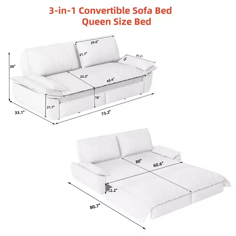 Canapé-lit convertible en velours, canapé-lit escamotable 3 places, canapé pliable 3 en 1 pour salon ou appartement, beige