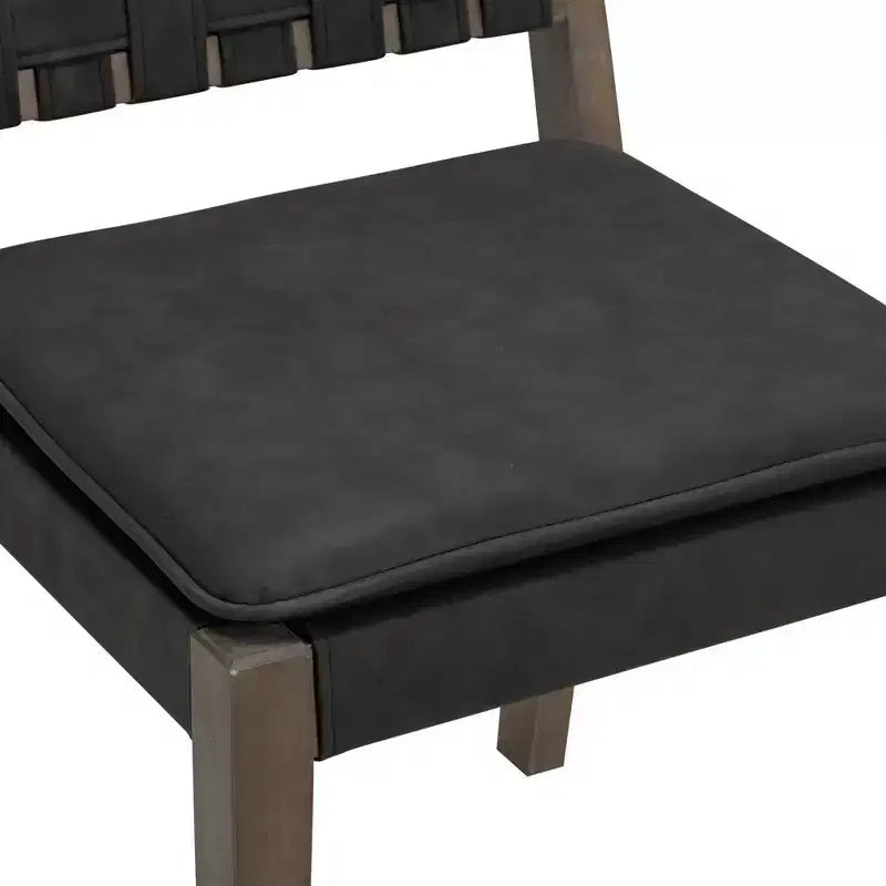 Lot de 2 chaises de salle à manger en similicuir, noir