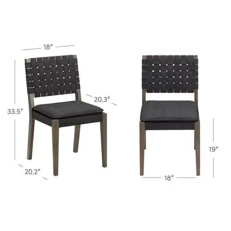 Lot de 2 chaises de salle à manger en similicuir, noir