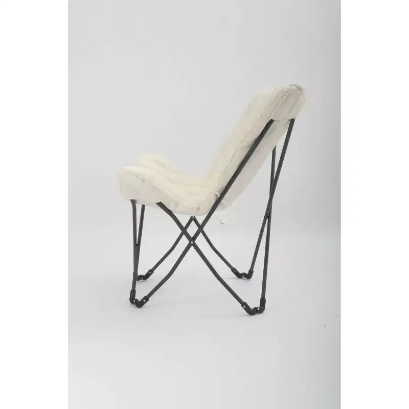 Chaise papillon Dorm, fausse fourrure de mouton, crème