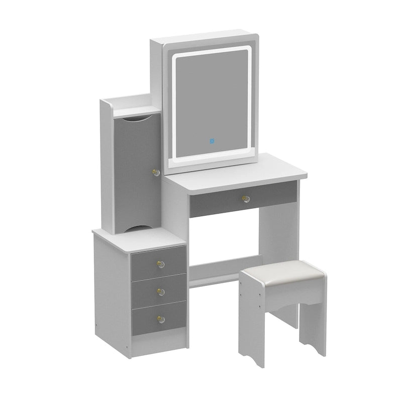 Ensemble de coiffeuse Timechee avec miroir coulissant éclairé - 33L x 15.7l x 52.4H