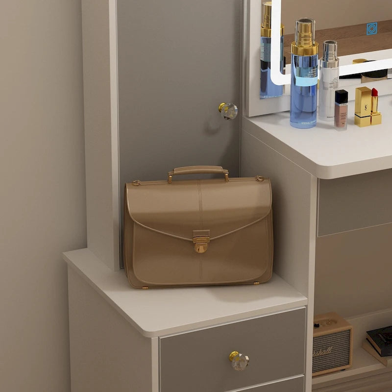 Ensemble de coiffeuse Timechee avec miroir coulissant éclairé - 33L x 15.7l x 52.4H