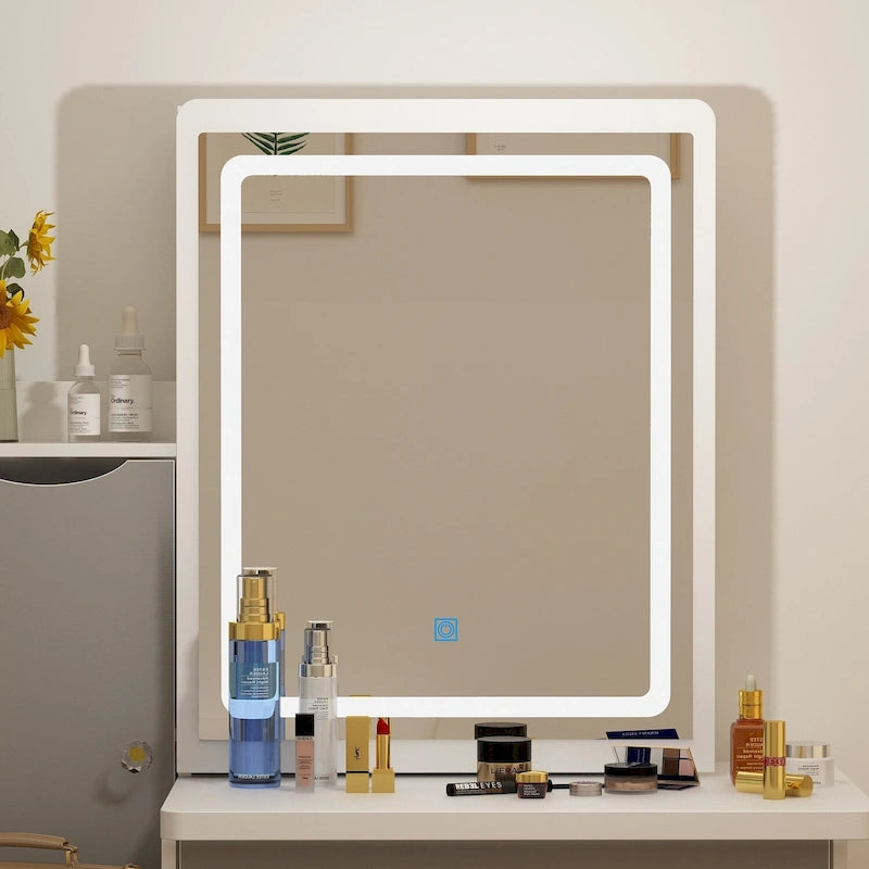 Ensemble de coiffeuse Timechee avec miroir coulissant éclairé - 33L x 15.7l x 52.4H