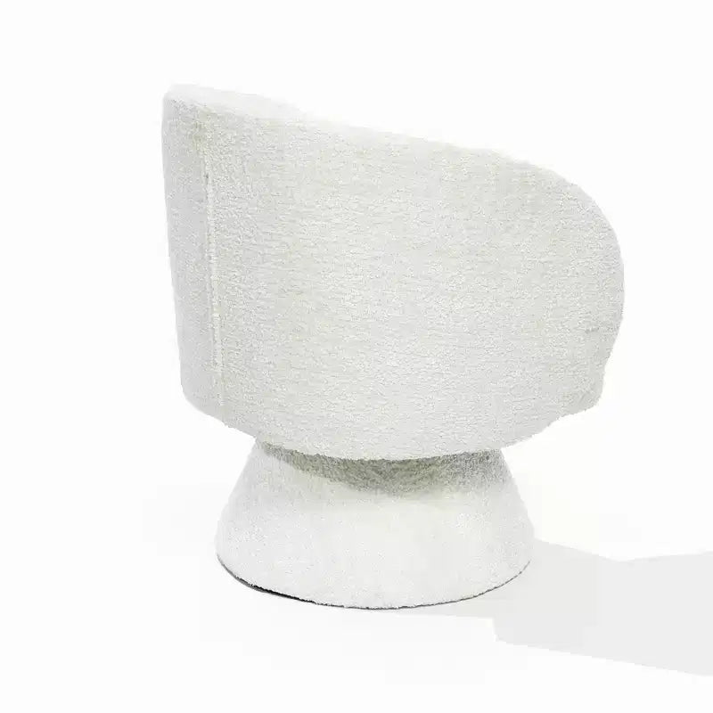 Fauteuil club pivotant rembourré crème avec piètement en bois crème, blanc cassé