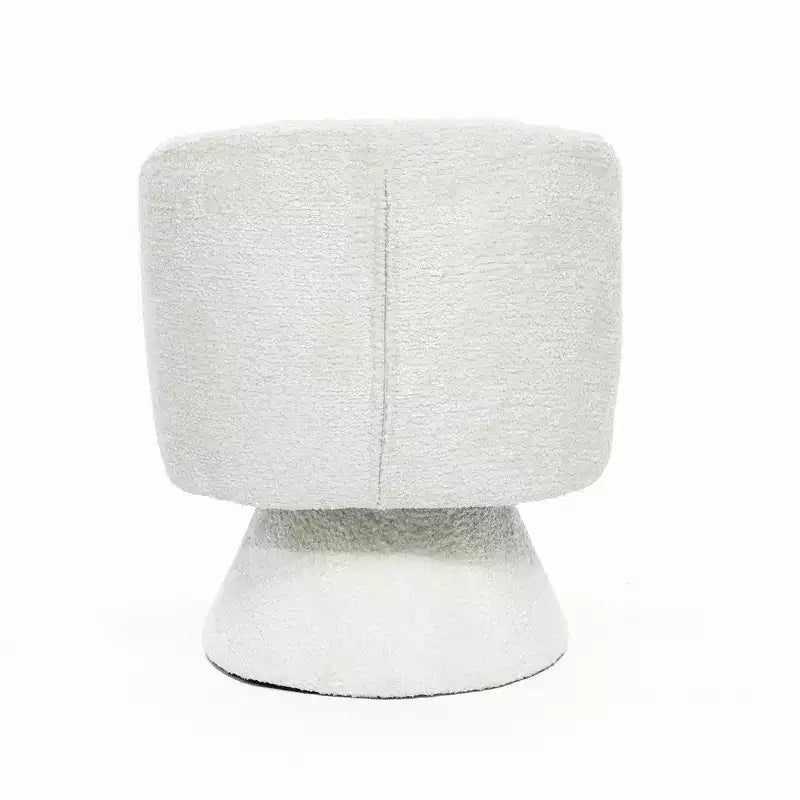 Fauteuil club pivotant rembourré crème avec piètement en bois crème, blanc cassé