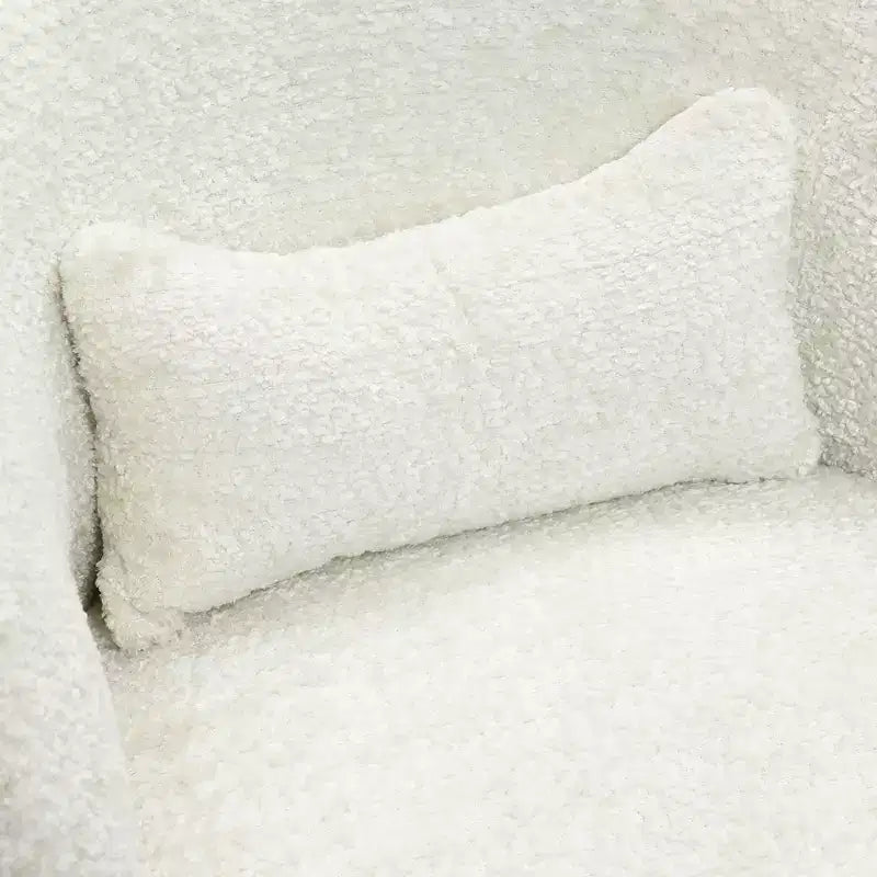 Fauteuil club pivotant rembourré crème avec piètement en bois crème, blanc cassé