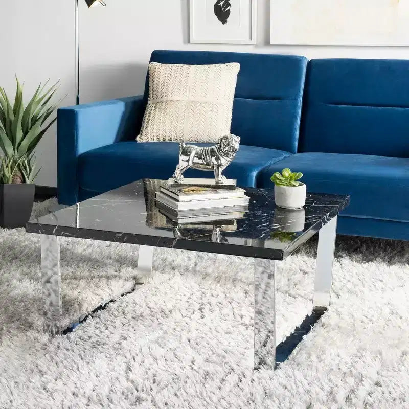 Table basse carrée avec pieds en forme de boucle