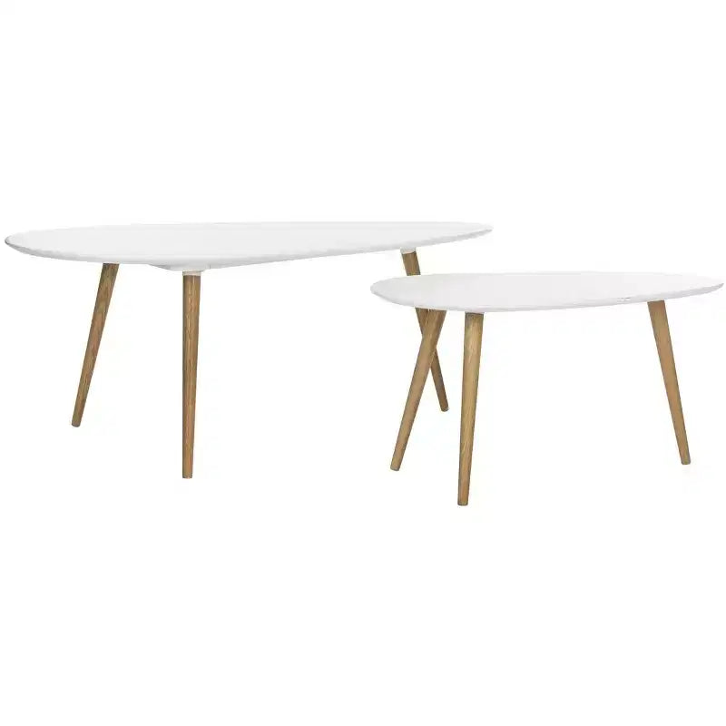 Tables basses Split, ensemble de 2 - Blanc/Chêne