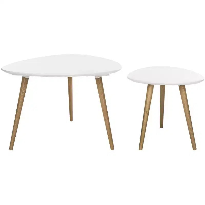Tables basses Split, ensemble de 2 - Blanc/Chêne