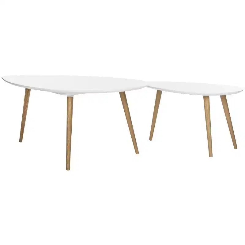 Tables basses Split, ensemble de 2 - Blanc/Chêne