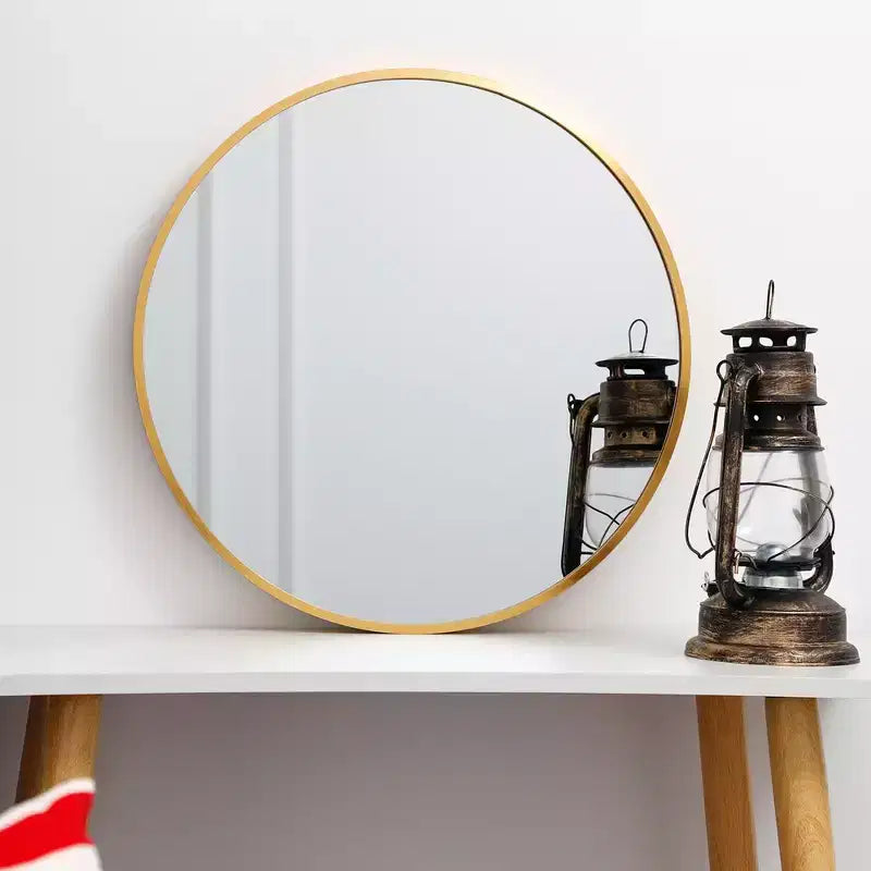 Miroir mural décoratif rond à cadre métallique