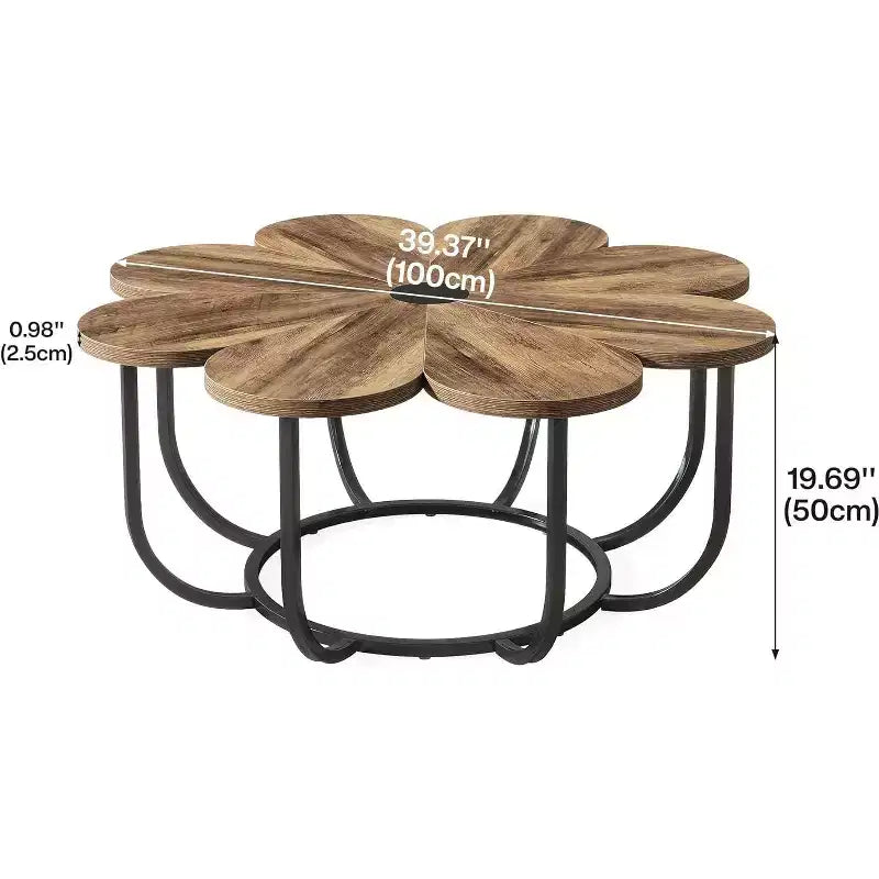 Table basse moderne en forme de fleur de 100 cm