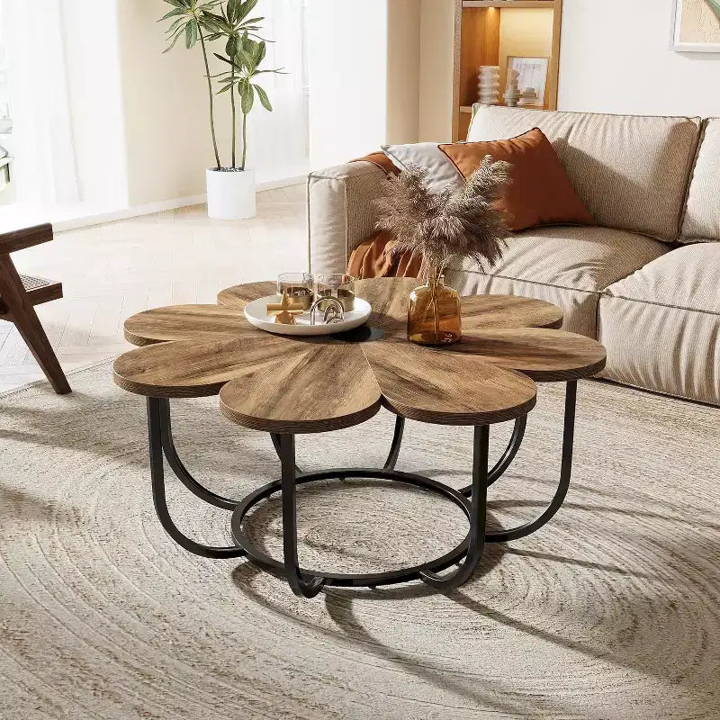 Table basse moderne en forme de fleur de 100 cm
