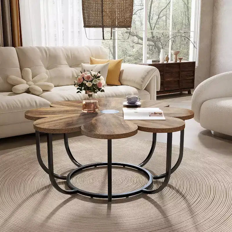 Table basse moderne en forme de fleur de 100 cm