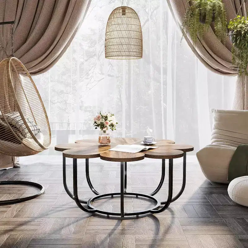 Table basse moderne en forme de fleur de 100 cm