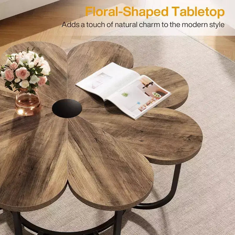 Table basse moderne en forme de fleur de 100 cm