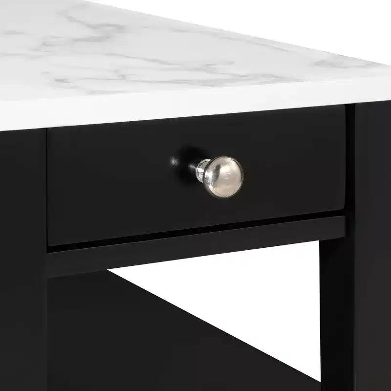 Table d'appoint de chevet avec 1 tiroir et étagères