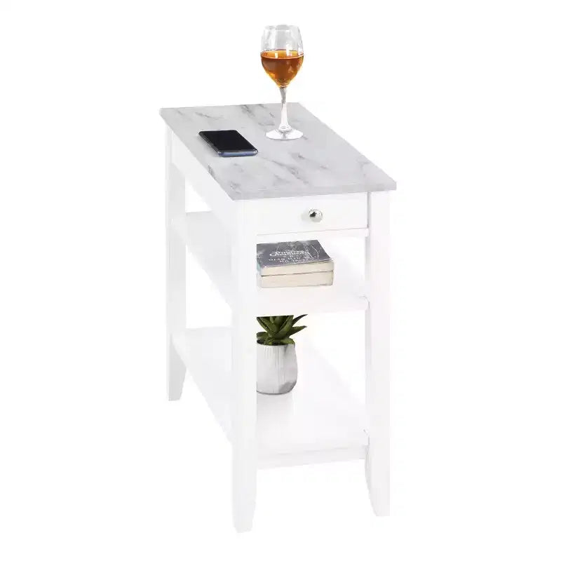 Table d'appoint de chevet avec 1 tiroir et étagères