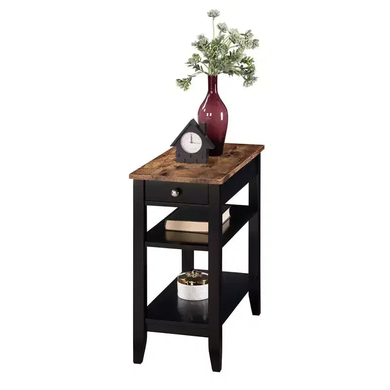 Table d'appoint de chevet avec 1 tiroir et étagères