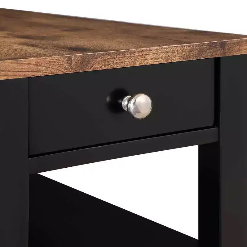 Table d'appoint de chevet avec 1 tiroir et étagères
