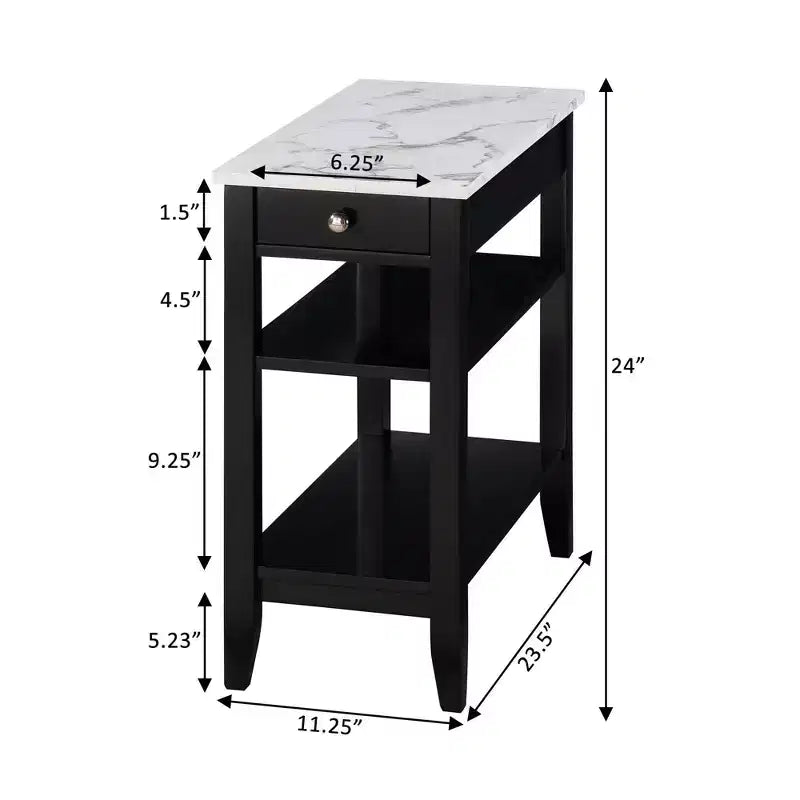 Table d'appoint de chevet avec 1 tiroir et étagères