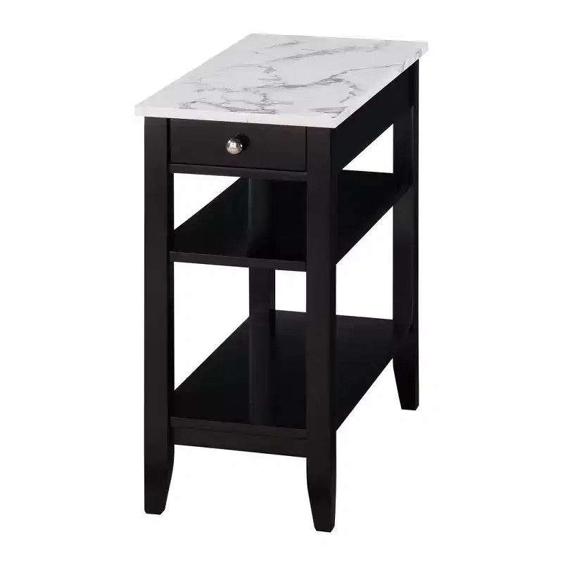 Table d'appoint de chevet avec 1 tiroir et étagères