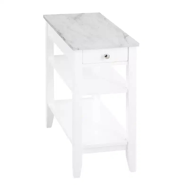 Table d'appoint de chevet avec 1 tiroir et étagères
