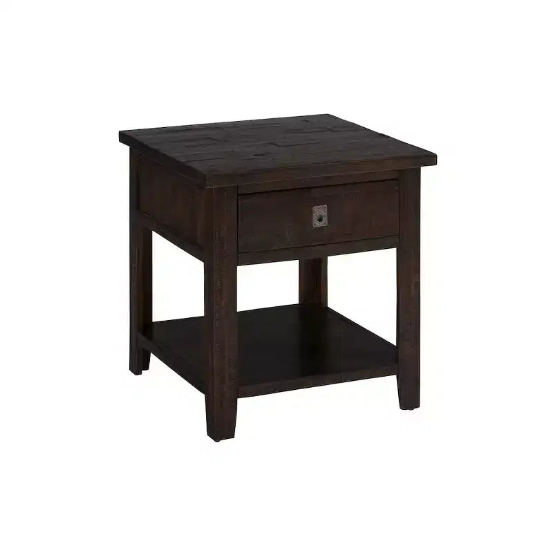 Table d'appoint carrée en acacia massif vieilli, marron