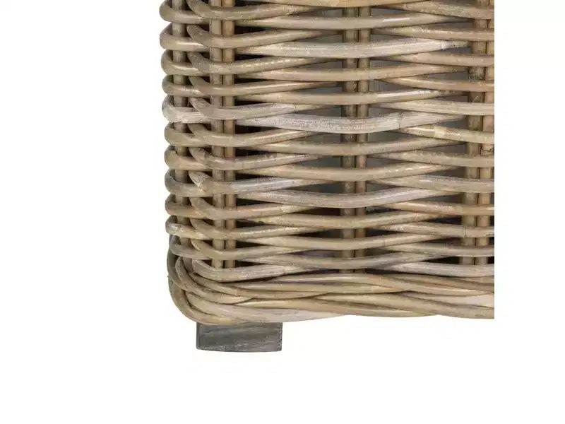 Malle de rangement carrée en rotin, finition blanc délavé