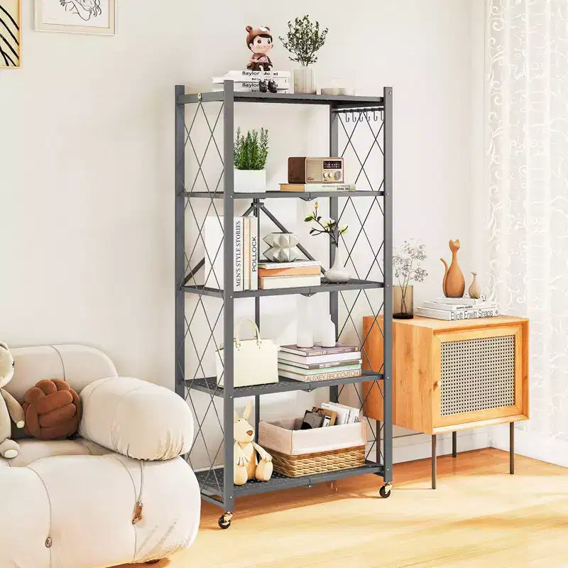 Étagère de rangement métallique pliable à 5 niveaux, organisateur sur roulettes pour garage, cuisine, garde-manger, 160 cm