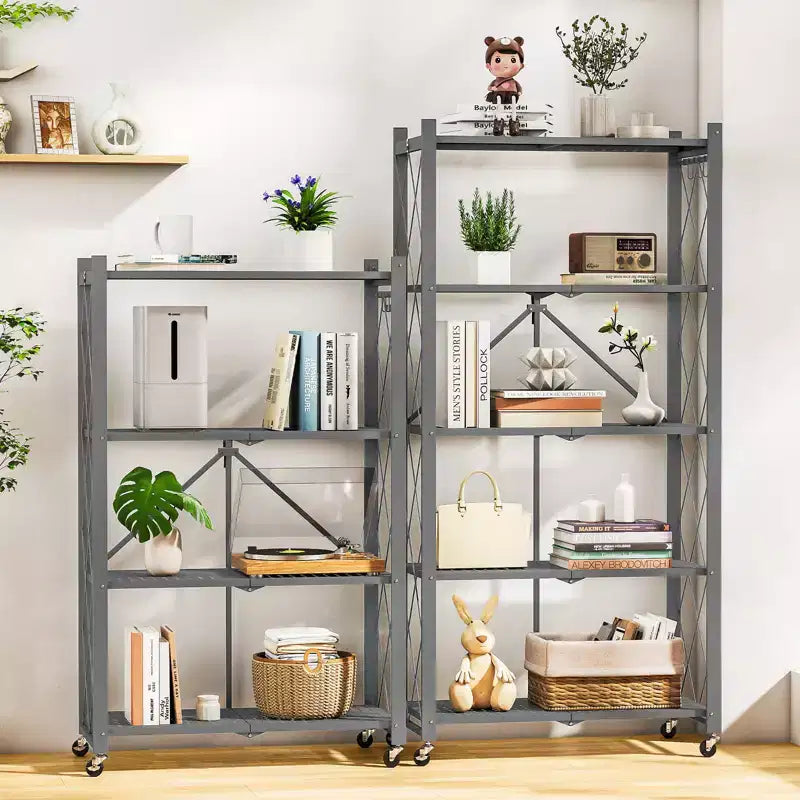 Étagère de rangement métallique pliable à 5 niveaux, organisateur sur roulettes pour garage, cuisine, garde-manger, 160 cm