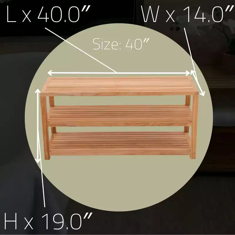 Banc de douche et de rangement pour spa/salle de bain/extérieur en teck naturel 28 ou 40 avec étagères – Beige