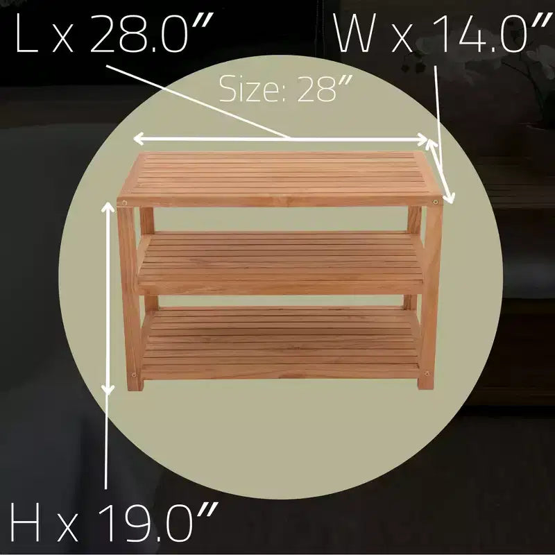 Banc de douche et de rangement pour spa/salle de bain/extérieur en teck naturel 28 ou 40 avec étagères – Beige