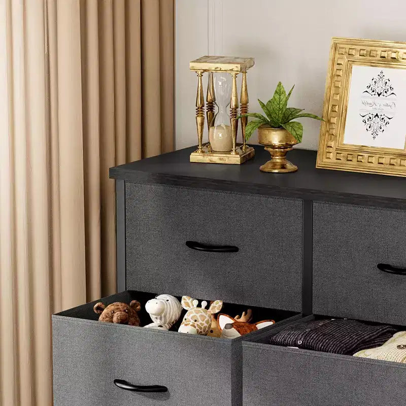 Commode verticale à 10 tiroirs - Commode de rangement en tissu rustique de 80 cm de large pour chambre à coucher/chambre d'enfant, cadre en acier