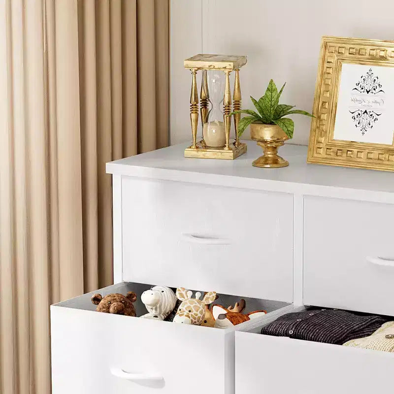 Commode verticale à 10 tiroirs - Commode de rangement en tissu rustique de 80 cm de large pour chambre à coucher/chambre d'enfant, cadre en acier