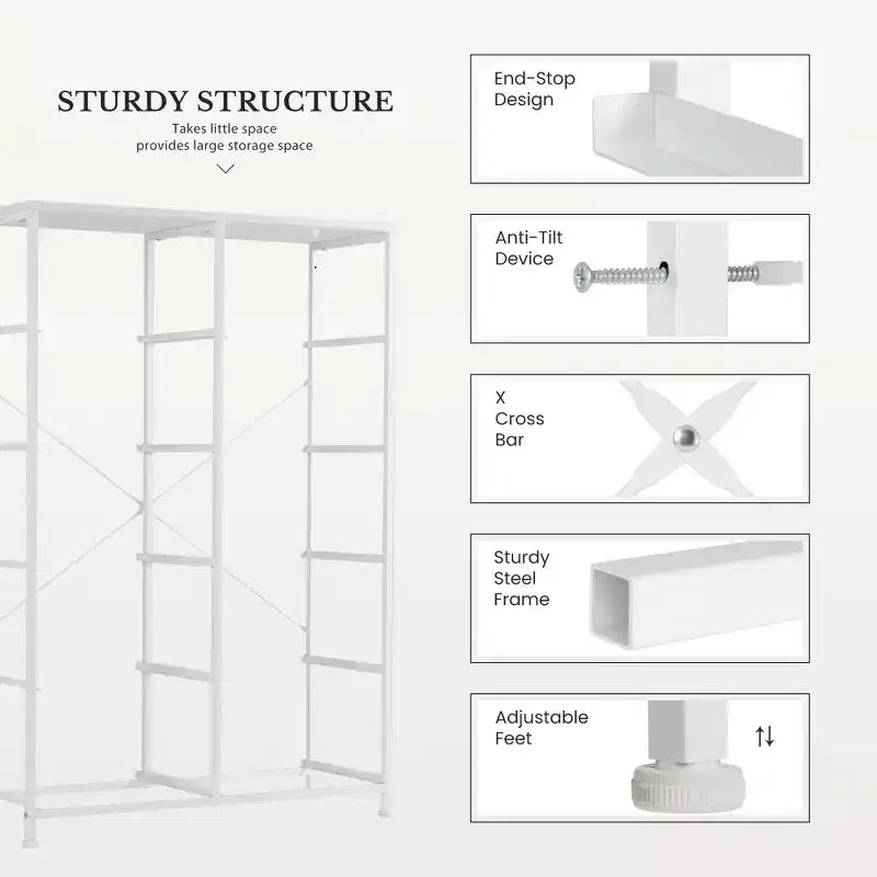 Commode verticale à 10 tiroirs - Commode de rangement en tissu rustique de 80 cm de large pour chambre à coucher/chambre d'enfant, cadre en acier